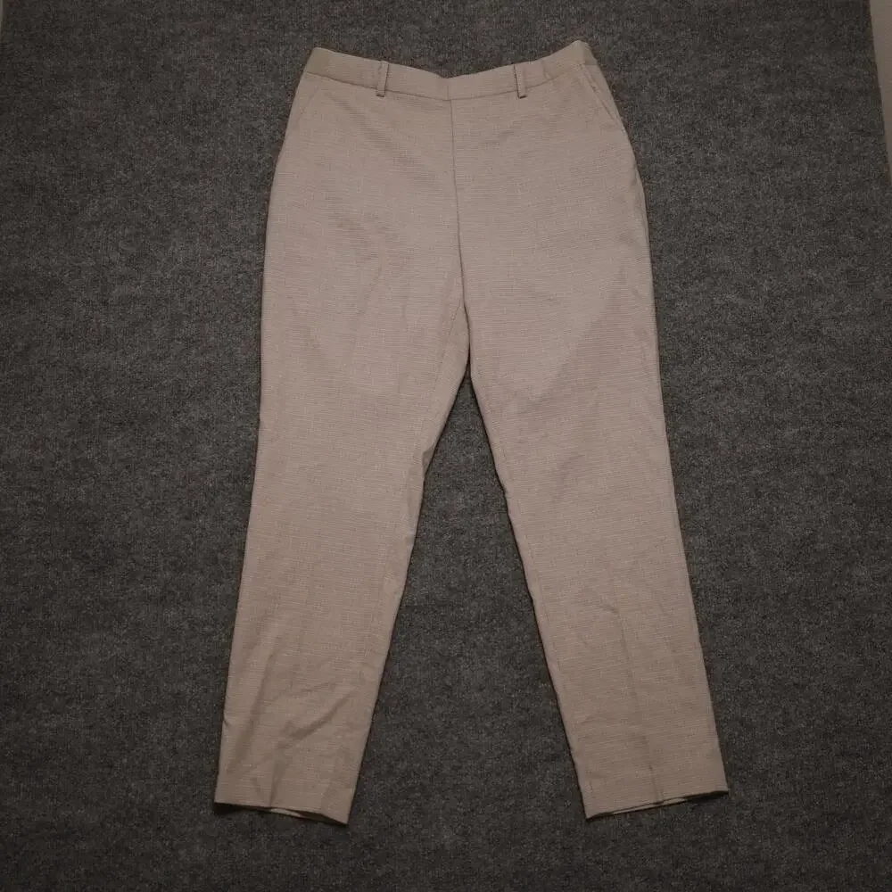 Uniqlo Dress Pants Mens 31x29 Beige Check Slim Fit Stretch Elastic Waist Office